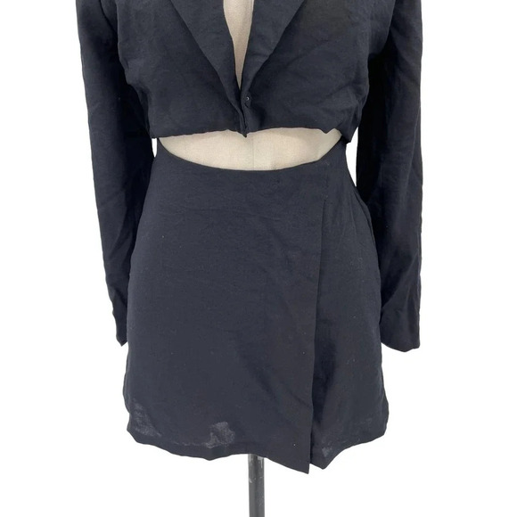 Mable Crop Blazer Jacket Mini Cut Out Dress Black Size Small - Picture 4 of 11